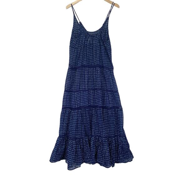 FREE PEOPLE Midnight Dance Maxi Dress Navy Blue Tiered Ruffle Beach Boho Sz S - Picture 6 of 10